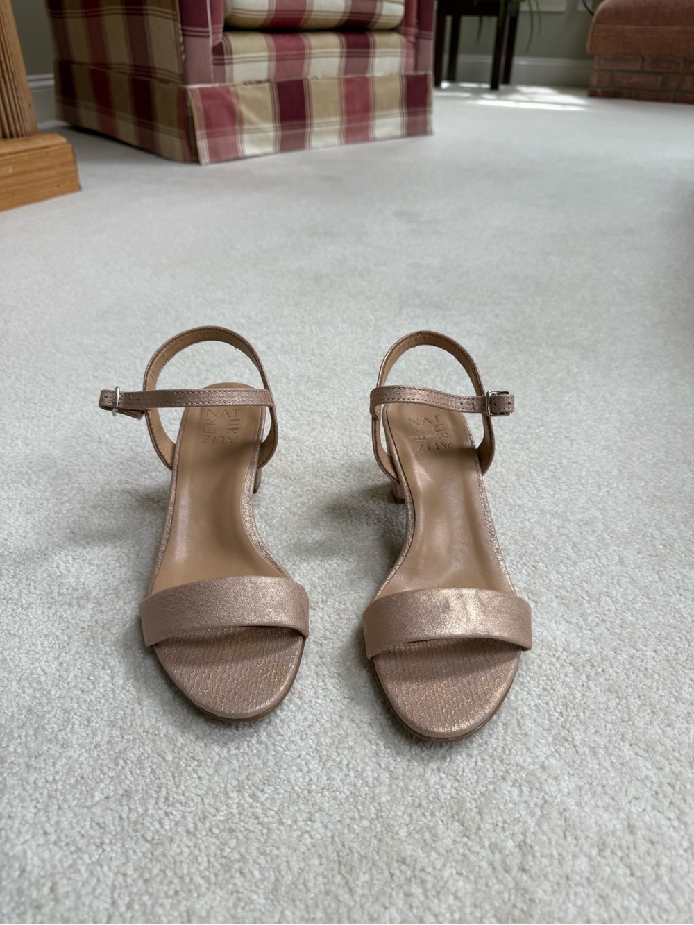 Naturalizer Metallic Rose Gold Ankle-Strap Heels